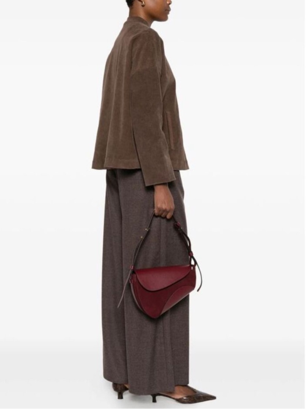 New Neous Berenices Saddle Shoulder Bag Burgundy - Picture 3 of 10
